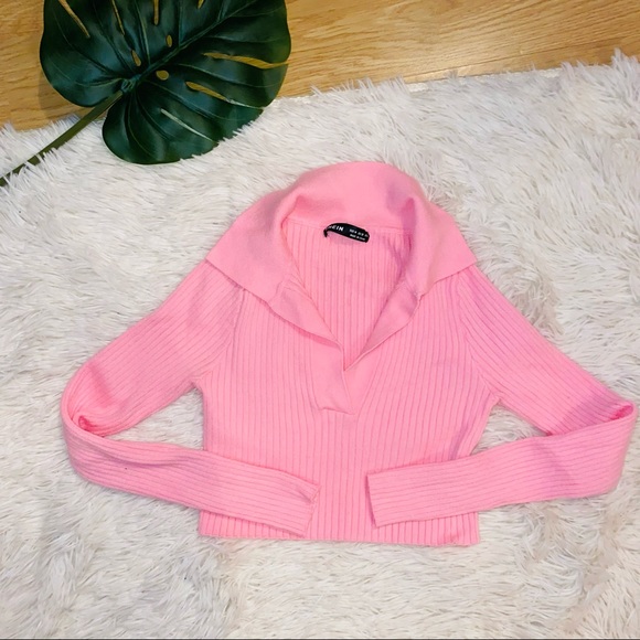 SHEIN Pink Cropped Long Sleeve Top Medium - Picture 6 of 9